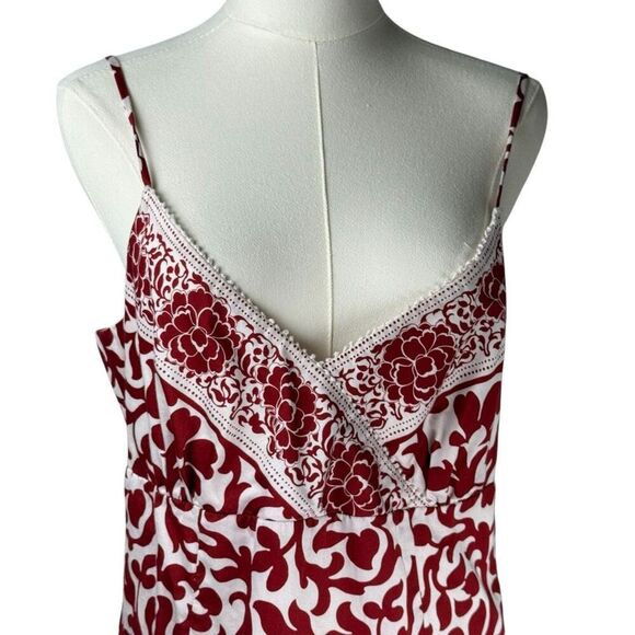 Hart of Dixie Style Red‎ White Print Sundress Women's 12 Cotton Midi Cottagecore - Picture 11 of 16